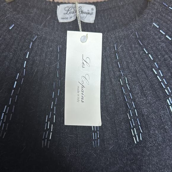 NWT Vintage Les Copains Beaded Embellishments Around Neckline Black Sweater - Picture 5 of 6
